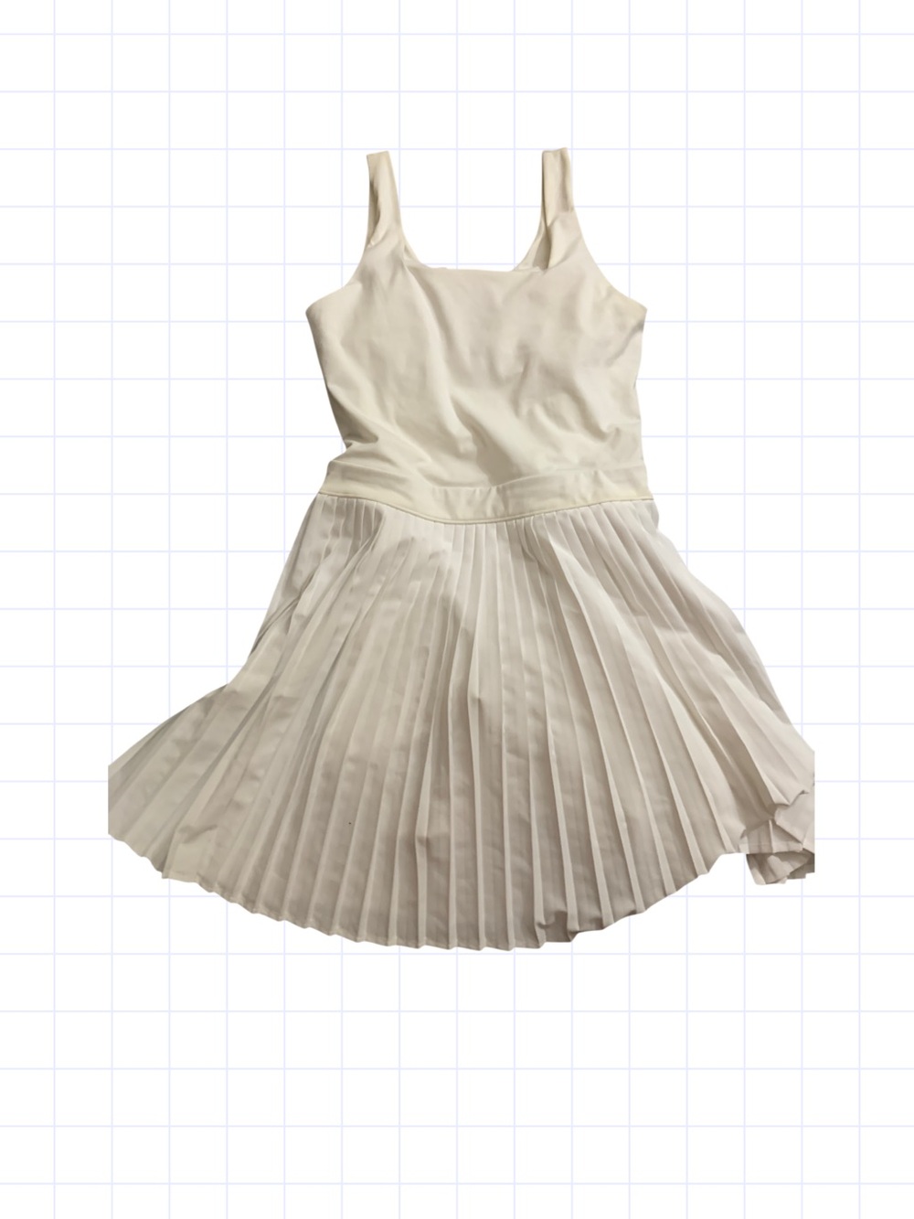Cream athletic Pleated Sleeveless Dress